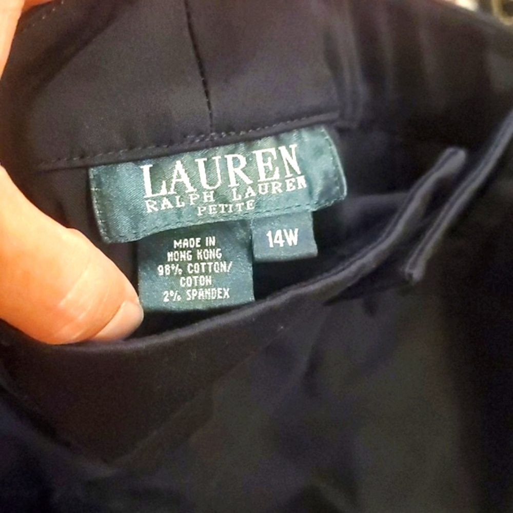 RALPH LAUREN SIZE 14W JET BLACK POPLIN PANTS - Picture 5 of 5